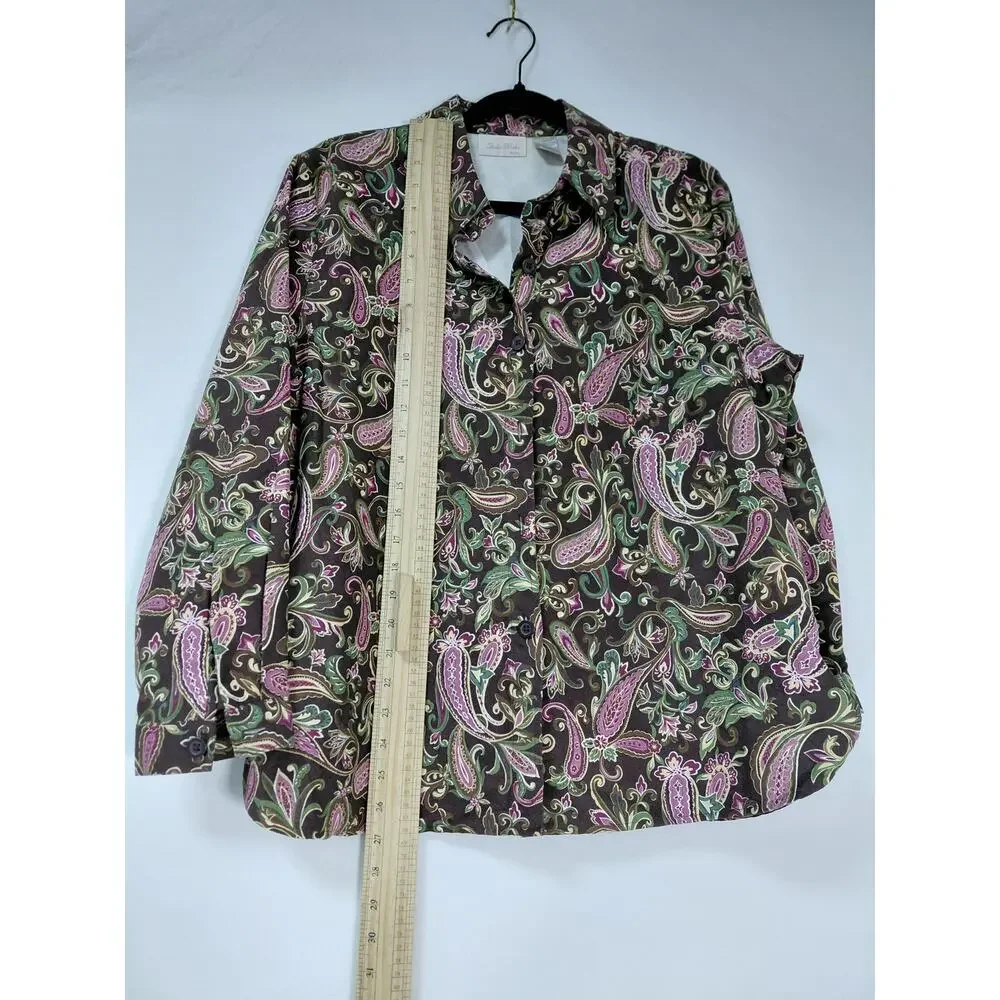 Studio Works Multicolor Paisley Button-Up Shirt Women Size PL